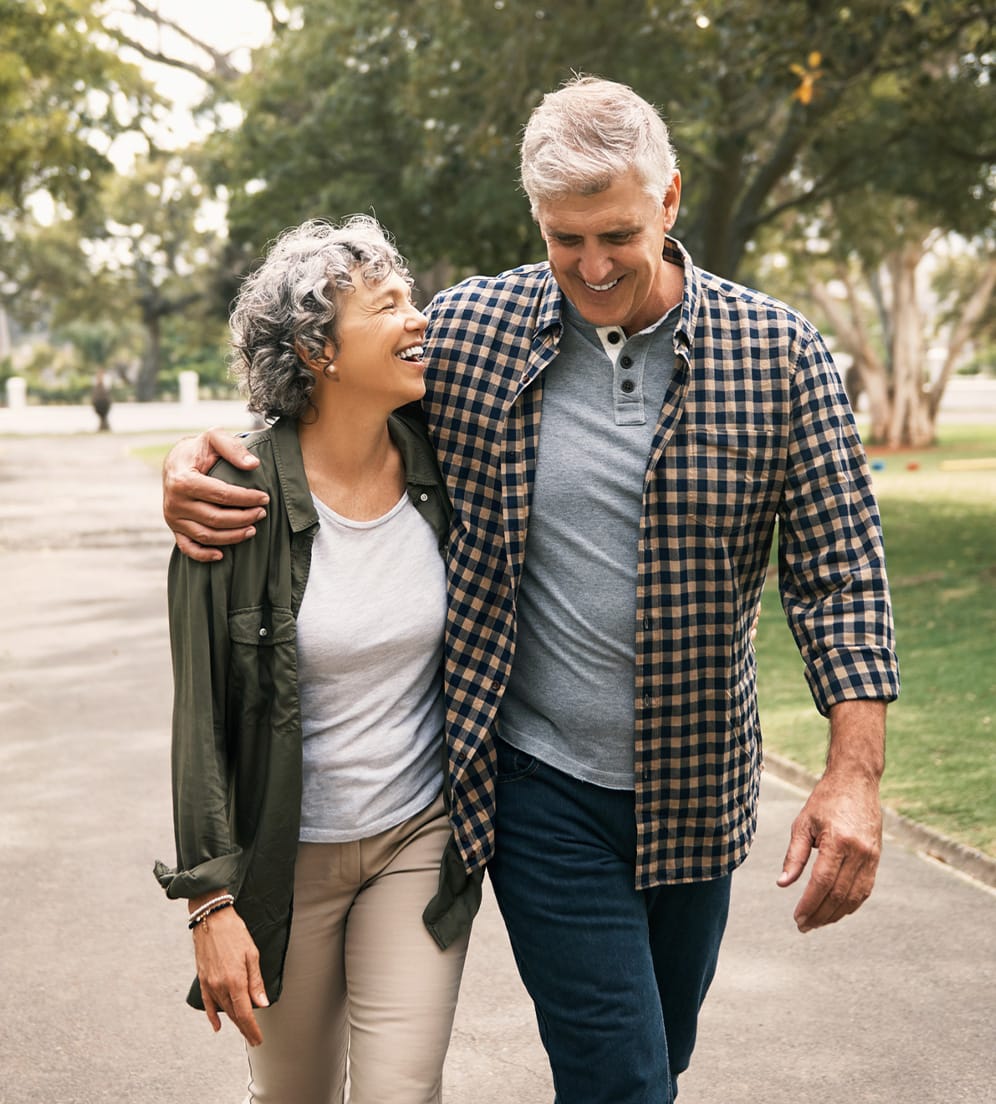 Older couple walking together