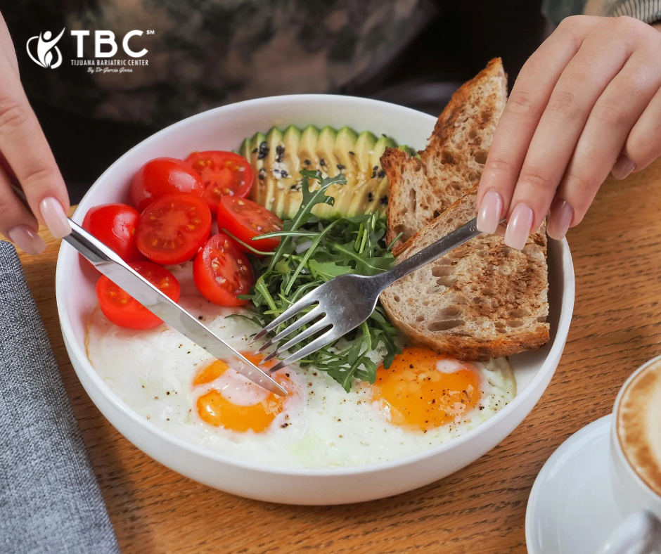 Adult preparing a balanced protein-focused meal years after bariatric surgery