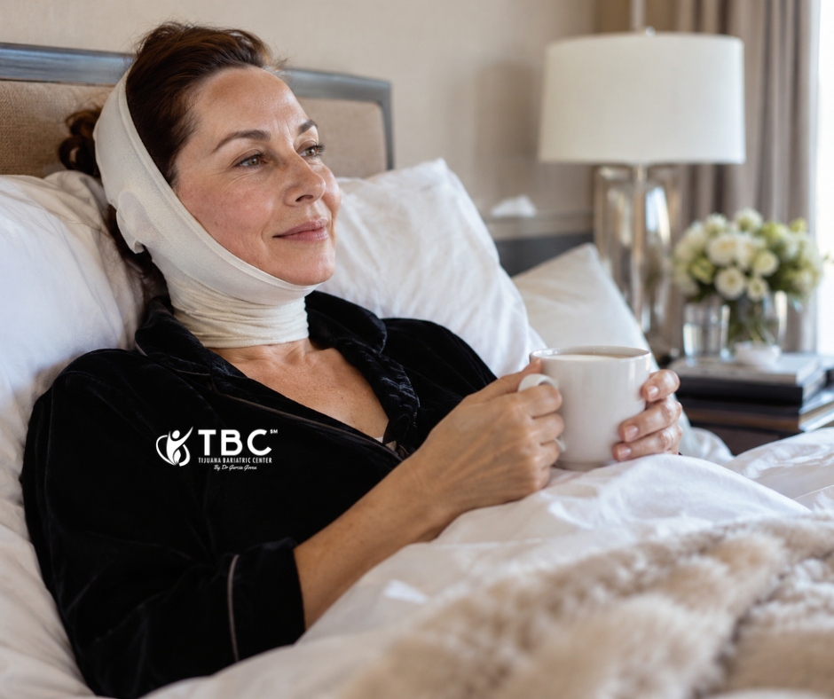 patient resting during the early weeks of Deep Plane Facelift recovery